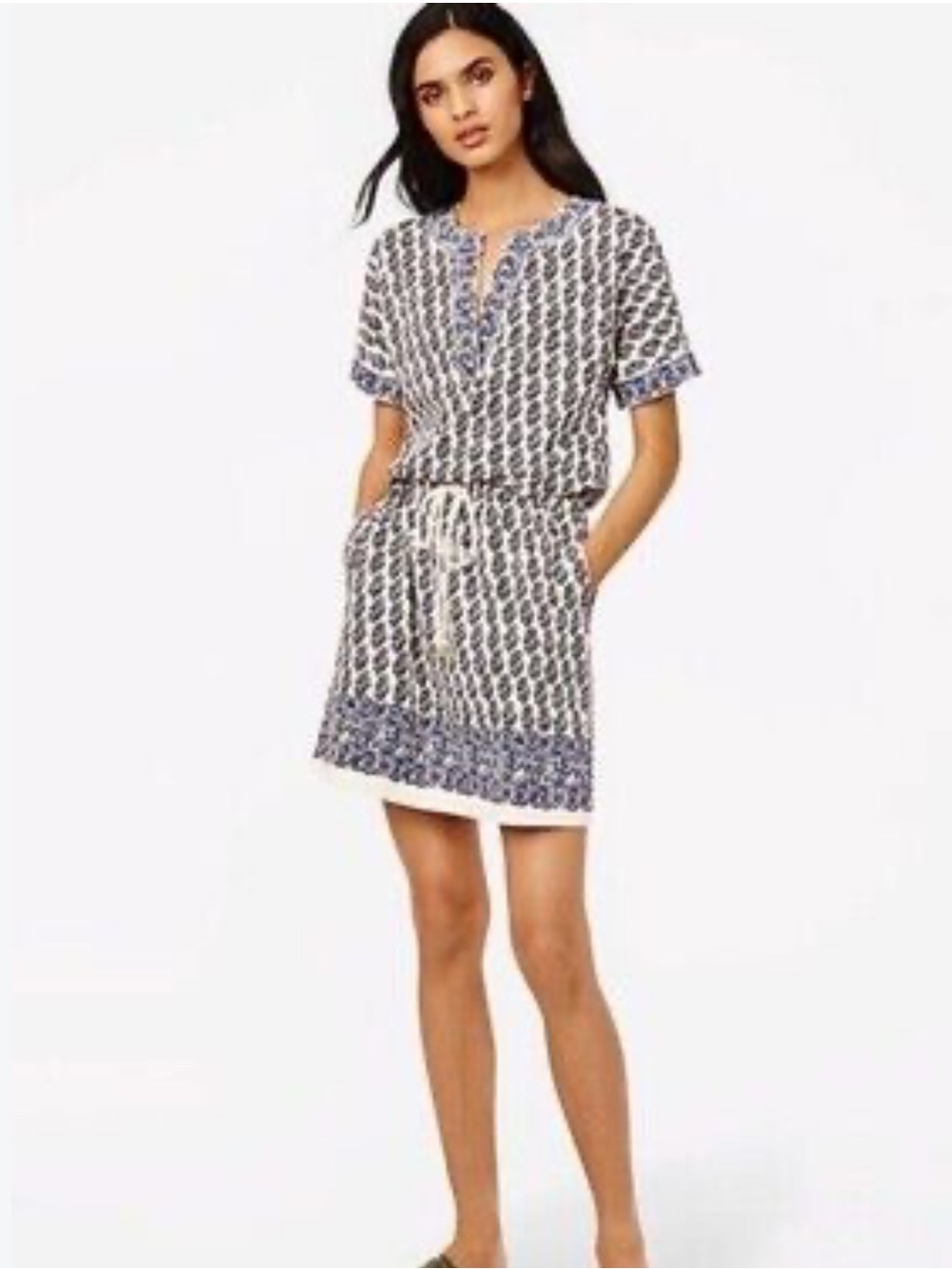 Tory Burch Printed Rope Belt Dress Short Sleeve Small